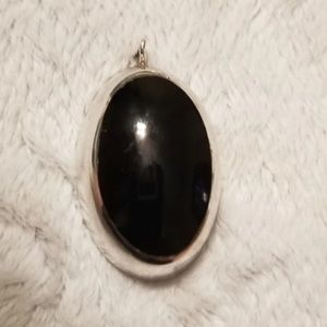 Vintage Silver Onyx Taxco Pendant